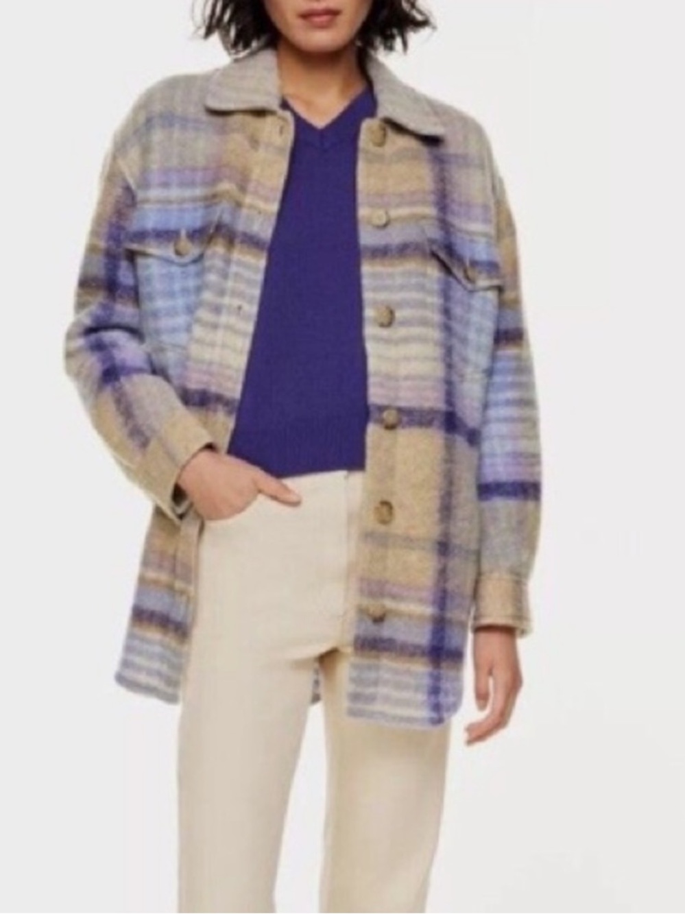 Wilfred free Aritzia The Ganna wool blend plaid shacket jacket